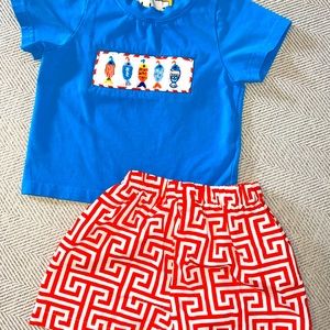 Boys smocked shorts set